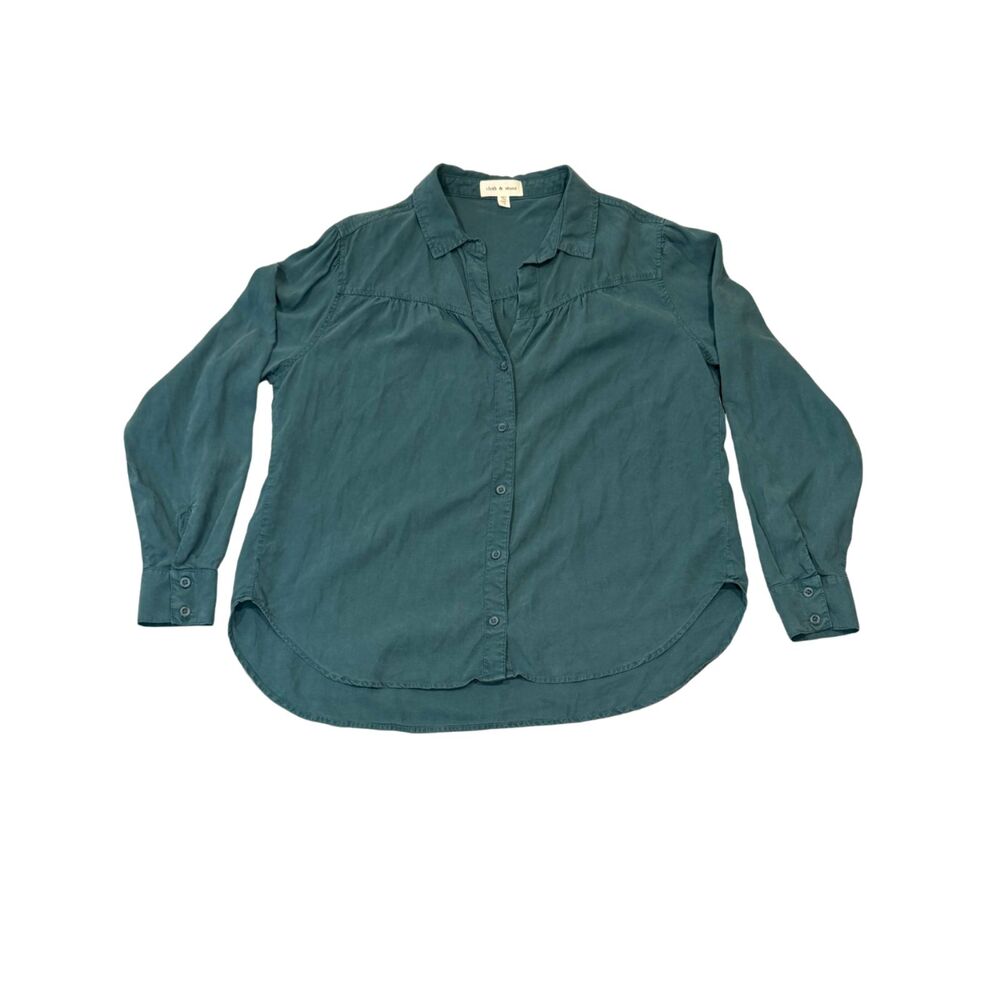 Cloth & Stone Teal Blue Green Boho Western Button Down Long Sleeve Shirt Size L